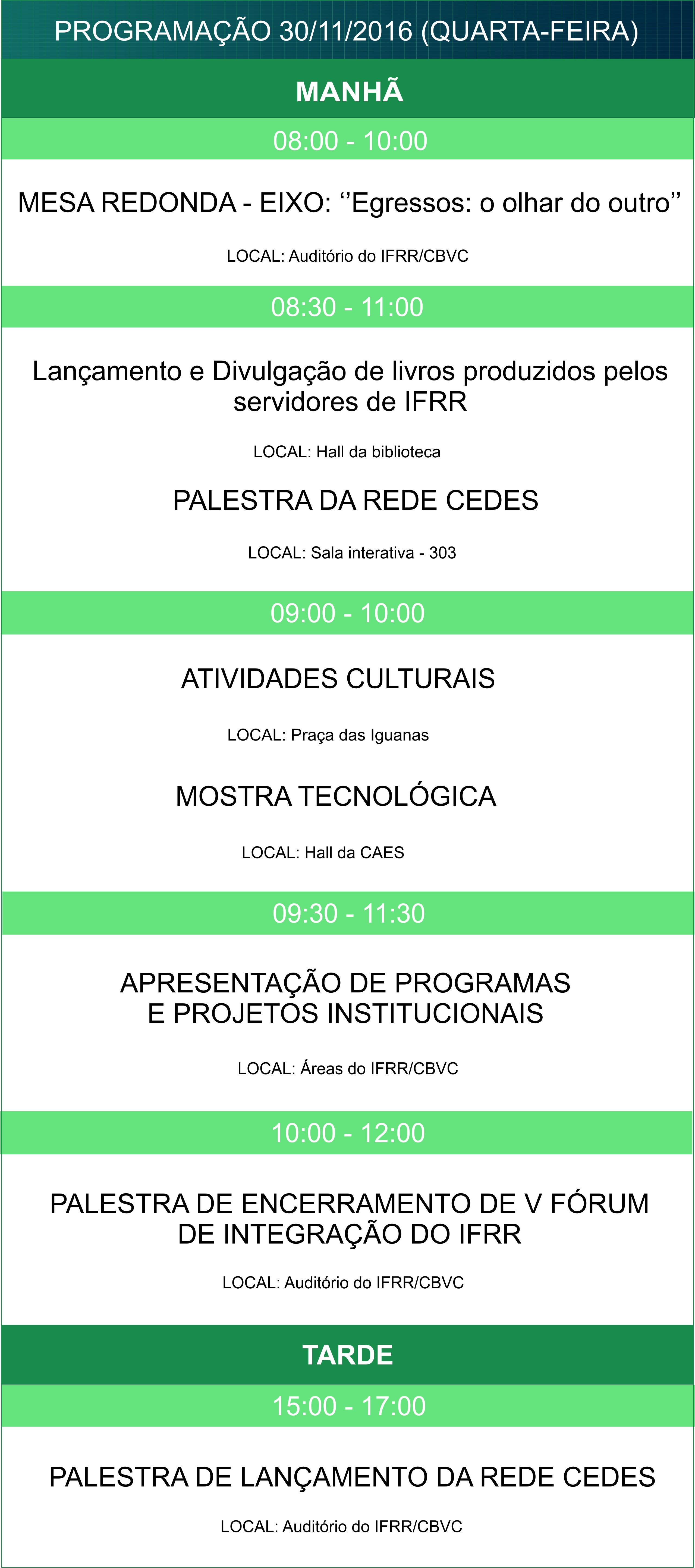 Programação dia 30