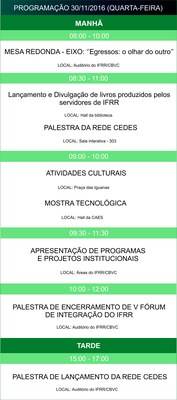 Programação dia 30