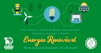Abertas inscrições de projetos na área de energia renovável